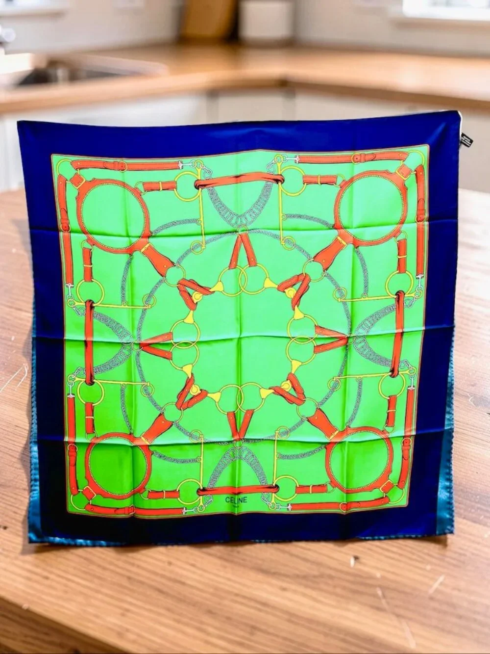 New W/  Box Celine  Paris 100% Silk scarf  34